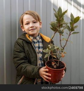 holding pot with small tree