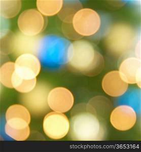 Holiday blue, yellow and green lights- christmas soft background