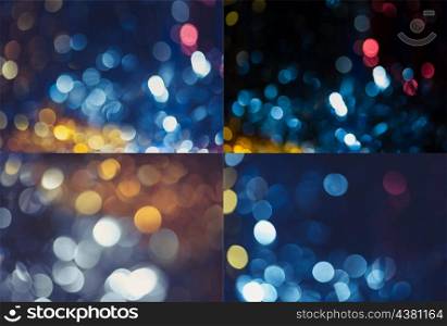 Holiday bokeh. Set of four holiday blurred backgrounds