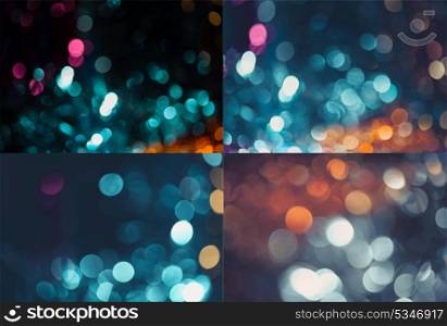 Holiday bokeh. Set of four holiday blurred backgrounds