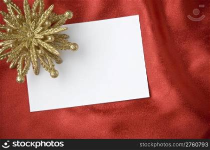 holiday festive greeting idea with blank card, christmas props