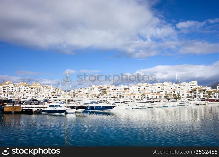 Holiday resort of Puerto Banus on Costa del Sol in Spain, southern Andalucia region, Malaga province.