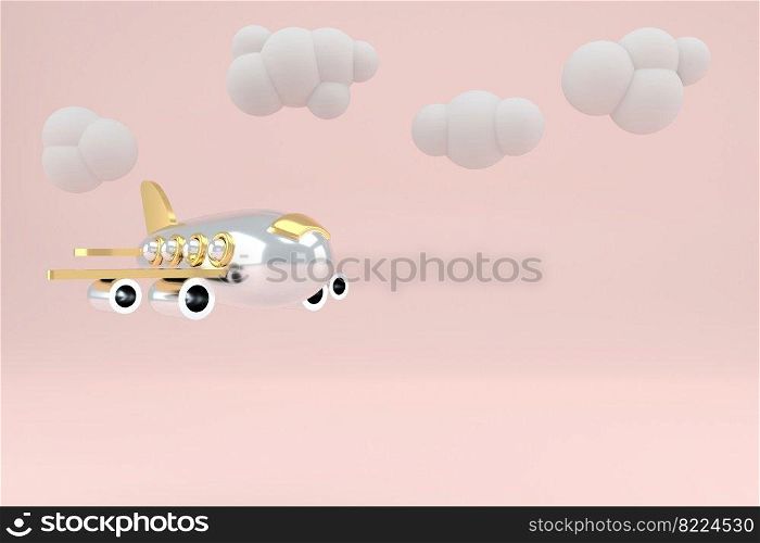 Holiday vacation travel concept  toy airplane flying high. Airport travel transportation billboard banner template invitation ticket mockup with copy space. 3d. Holiday vacation travel concept  toy airplane flying high. Airport travel transportation billboard banner template invitation ticket mockup with copy space. 3d.