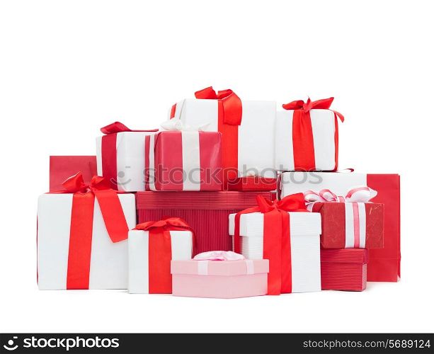 holidays, winter, birthday and celebration concept - christmas presents
