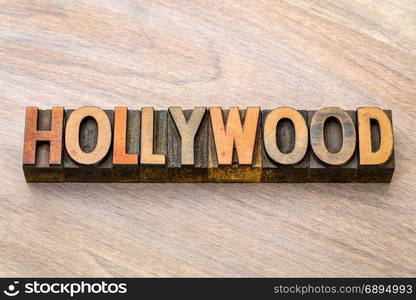 Hollywood - word abstract in vintage letterpress wood type printing blocks