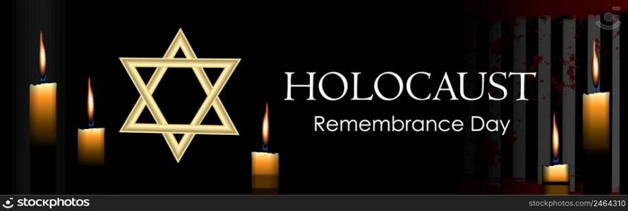 Holocaust Remembrance Day. International Day of Commemoration in Memory of the Victims. Holocaust memory day. burning candle on black background. Vector Illustration of Yom HaShoah. Holocaust Remembrance Day. International Day of Commemoration in Memory of the Victims. Holocaust memory day. burning candle on black background. Vector Illustration of Yom HaShoah.