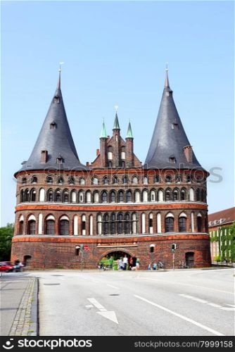 Holstein Gate (rear view) in Lubeck, Germany