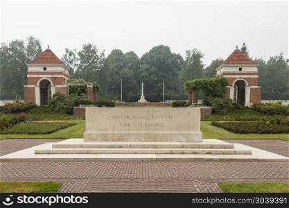 Holten,Netherlands - June 01, 2018: entrance of the graveyard of fallen canadian soldiers during WW2 on the canadian war cemetary in Holland . entrance of the cemetry of fallen canadian soldiers. entrance of the cemetry of fallen canadian soldiers