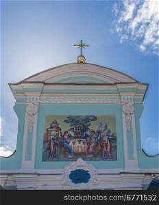 holy gates with a religious image of the Apostles. Kostroma, Russia