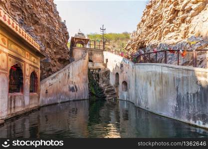 Holy kund in Monkey Temple or Galta Ji complex, India, Jaipur.. Holy kund in Monkey Temple or Galta Ji complex, India, Jaipur