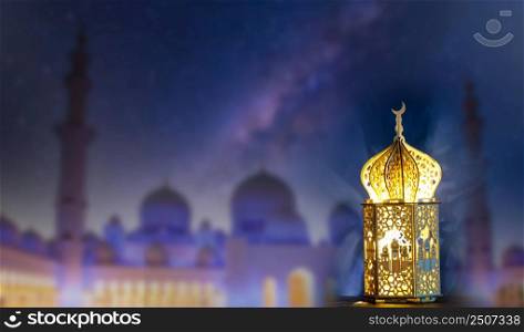 holy month Ramadan background with festive amp and mosque