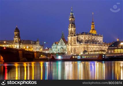Holy Trinity Cathedral and bell tower of the Hofkirche in Dresden, Germany.