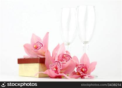 holyday card champagne and orchid