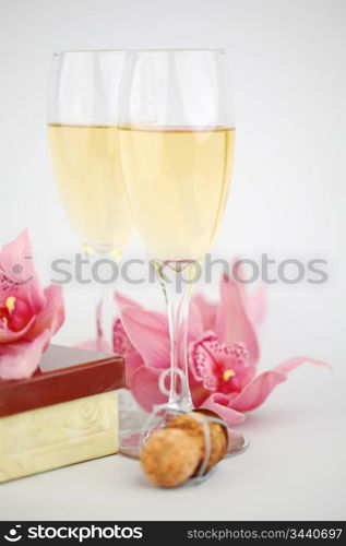 holyday card champagne and orchid