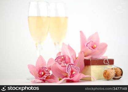 holyday card champagne and orchid