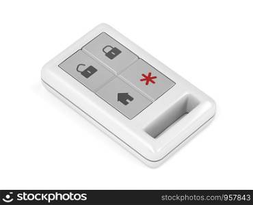 Home alarm remote control on white background