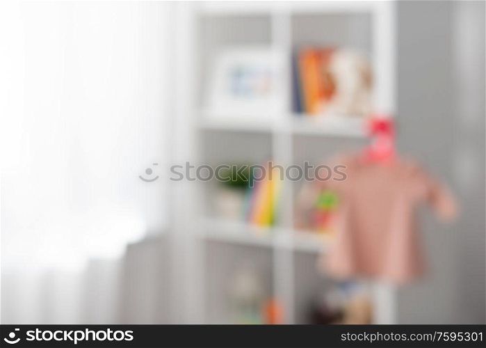 home and background concept - blurred kid&rsquo;s room interior. blurred kid&rsquo;s room interior