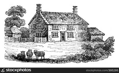 Home and Newton died in 1727, vintage engraved illustration. Colorful History of England, 1837.