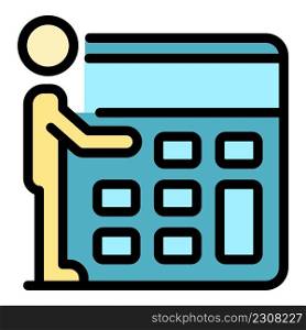 Home calculator icon. Outline home calculator vector icon color flat isolated. Home calculator icon color outline vector