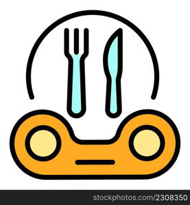 Home delivery food icon. Outline home delivery food vector icon color flat isolated. Home delivery food icon color outline vector