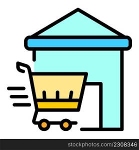 Home delivery icon. Outline home delivery vector icon color flat isolated. Home delivery icon color outline vector