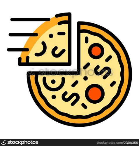 Home delivery pizza icon. Outline home delivery pizza vector icon color flat isolated. Home delivery pizza icon color outline vector
