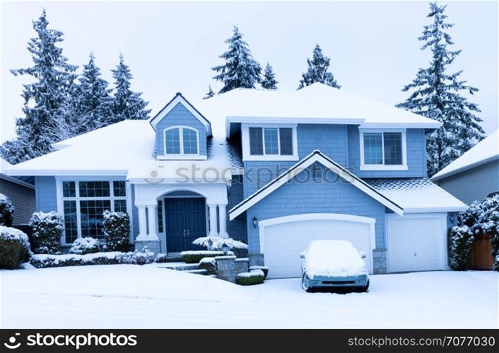 Home during winter snow season