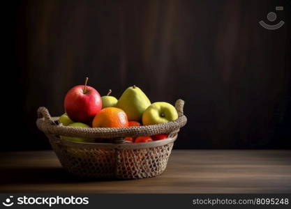 Home fruit basket. Raw diet. Generate Ai. Home fruit basket. Generate Ai