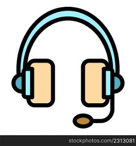 Home headset icon. Outline home headset vector icon color flat isolated. Home headset icon color outline vector