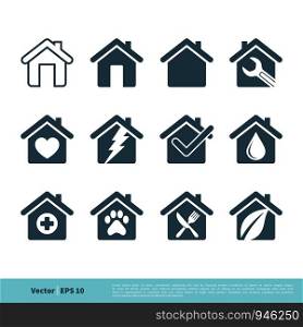 Home/ House Icon Set Vector Logo Template Illustration Design. Vector EPS 10.