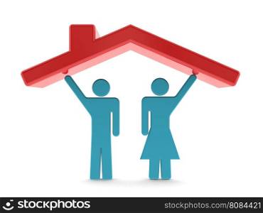 Home idea with a pair of couple, 3D rendering
