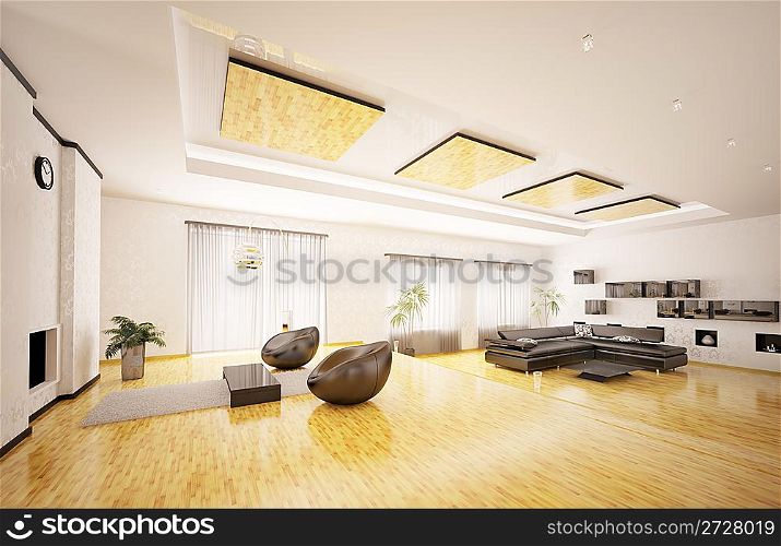 Home interior of modern apartment 3d render
