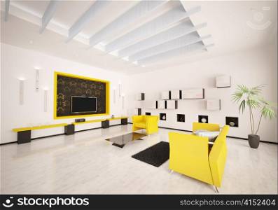 Home interior of modern living room 3d render