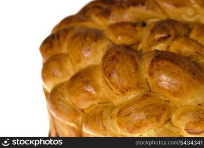 Home made bread close up isolated on white