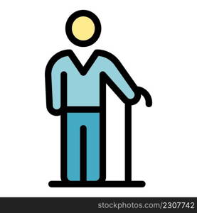 Home nursing elderly man icon. Outline home nursing elderly man vector icon color flat isolated. Home nursing elderly man icon color outline vector