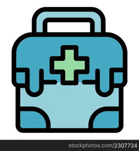 Home nursing first aid kit icon. Outline home nursing first aid kit vector icon color flat isolated. Home nursing first aid kit icon color outline vector