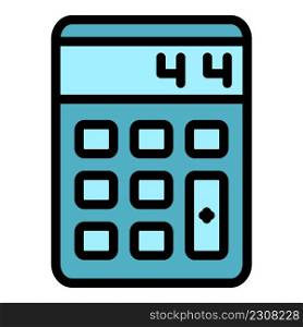 Home office calculator icon. Outline home office calculator vector icon color flat isolated. Home office calculator icon color outline vector