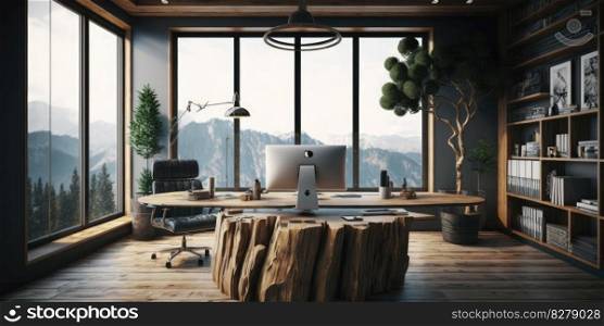 Home office∫erior design in modern sty≤with working space