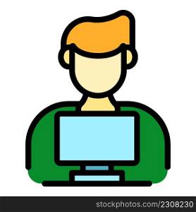 Home office freelancer icon. Outline home office freelancer vector icon color flat isolated. Home office freelancer icon color outline vector