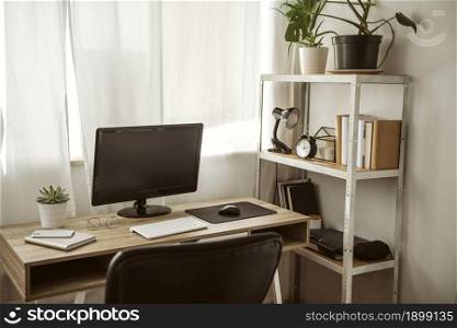 home office with computer shelf. Resolution and high quality beautiful photo. home office with computer shelf. High quality beautiful photo concept
