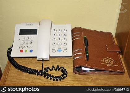home office with telephone and agenda