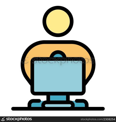 Home online meeting icon. Outline home online meeting vector icon color flat isolated. Home online meeting icon color outline vector