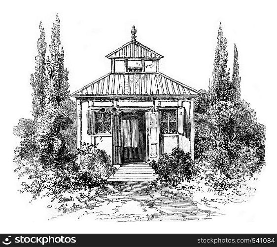 Home or lived Swedenborg had visions, vintage engraved illustration. Magasin Pittoresque 1857.