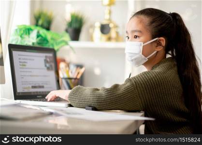 home school on quarantine. Home Education to avoid virus disease, Online Education Concept
