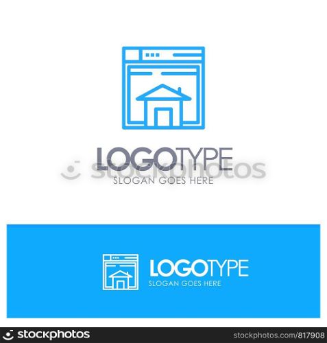 Home, Sell, Web, Layout, Page, Website Blue outLine Logo with place for tagline