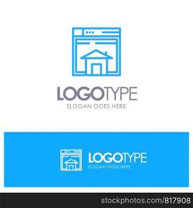 Home, Sell, Web, Layout, Page, Website Blue outLine Logo with place for tagline