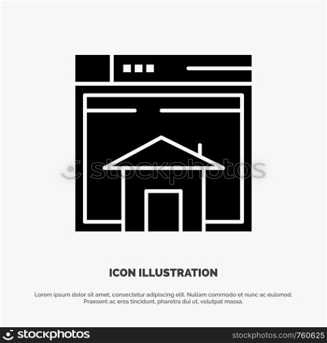 Home, Sell, Web, Layout, Page, Website solid Glyph Icon vector