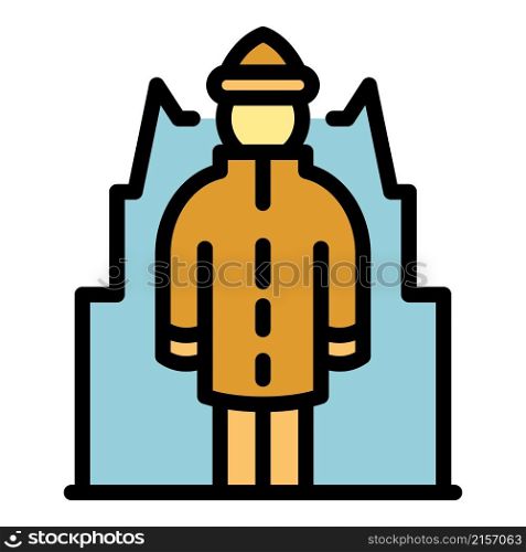 Homeless senior man icon. Outline homeless senior man vector icon color flat isolated. Homeless senior man icon color outline vector