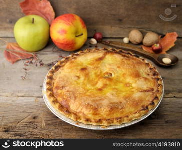 Homemade Apple Pie On A Wooden Background