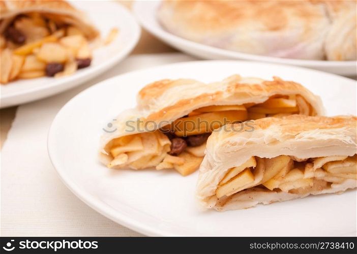 Homemade Apple Strudel on Plate on the Table